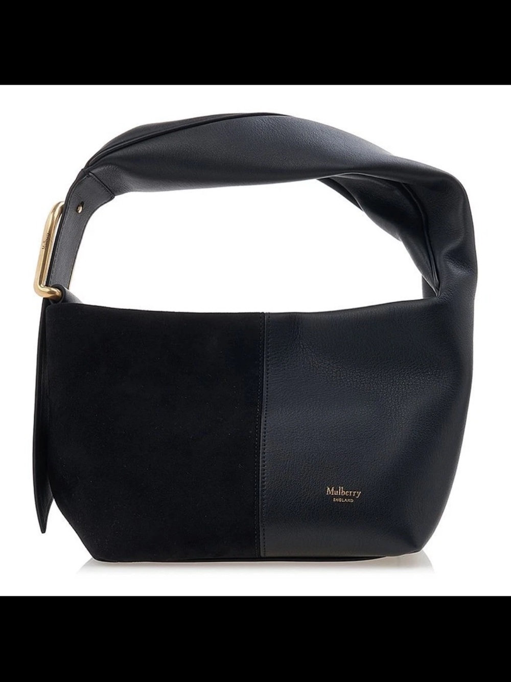 Mulberry Black Leather and Suede Hobo with Gold-Tone Hardware